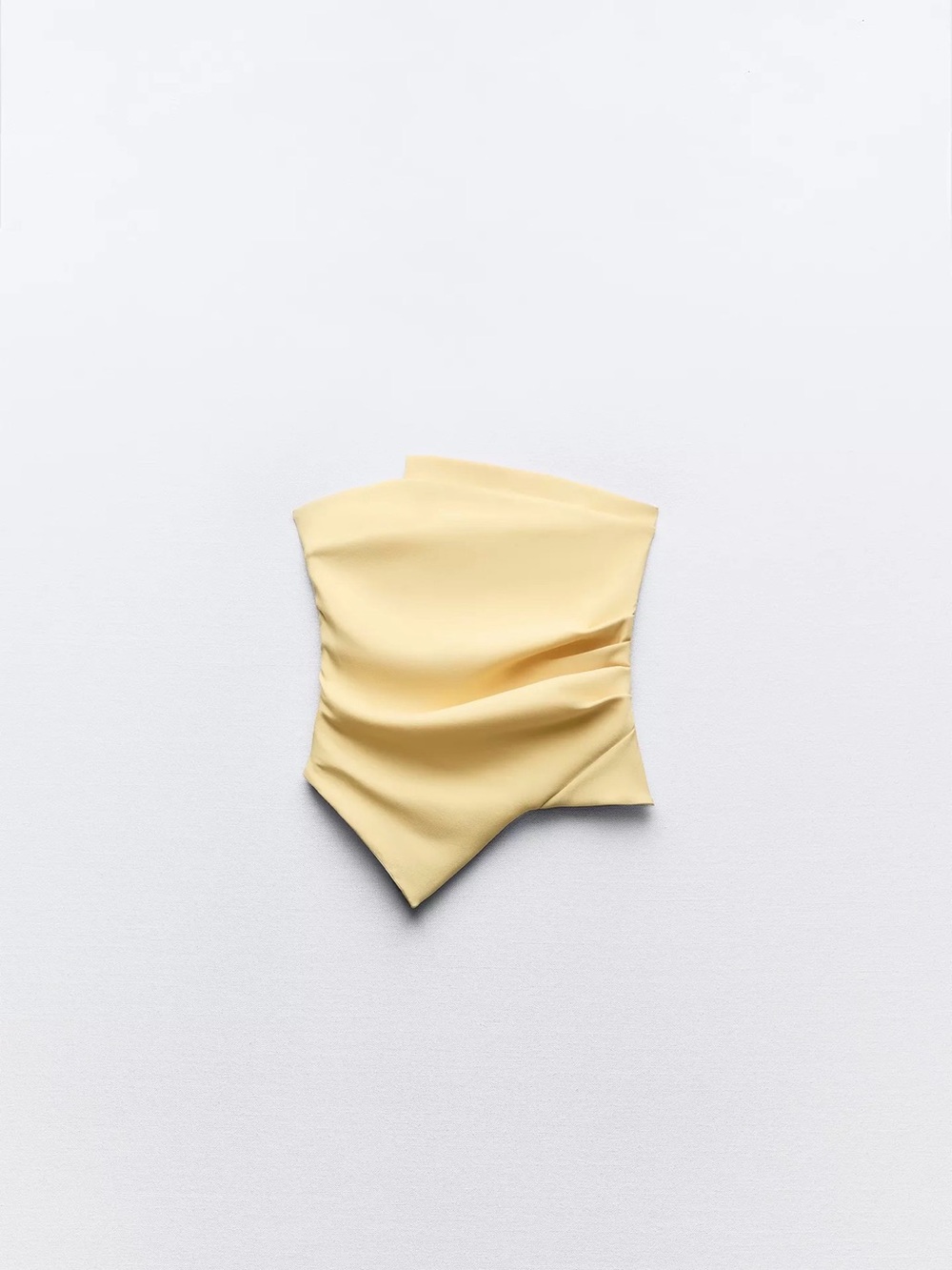 Zara Yellow Asymmetric Bustier Top STRAPLESS RUCHED TOP NWT SIZE MEDIUM